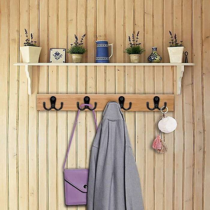 Dual Coat Hooks Wall Mounted for Bathroom Bedroom Door Wall (black)
