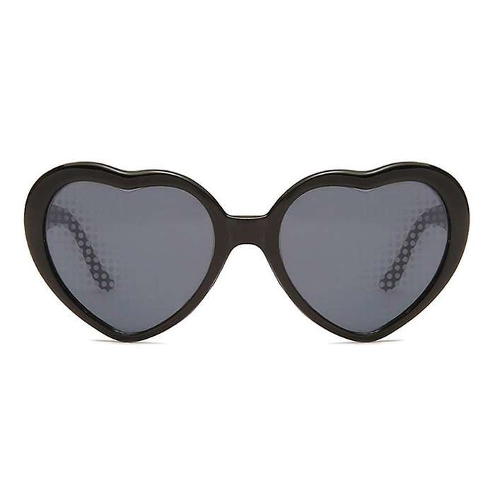 Heart Shape Light Sunglasses for Women Girls Kids Party (black)