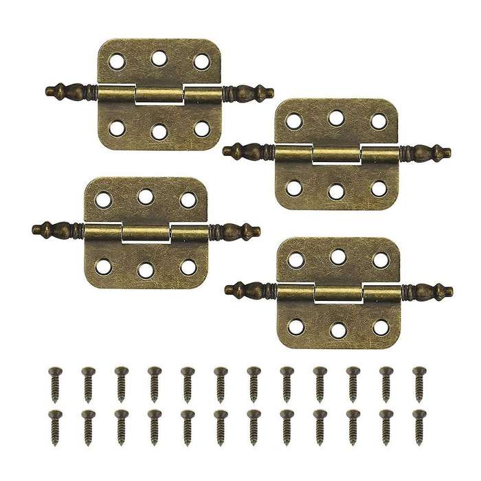 4 Pcs Mini Hinges Antique Bronze Retro 6 Holes Hinges Hardware