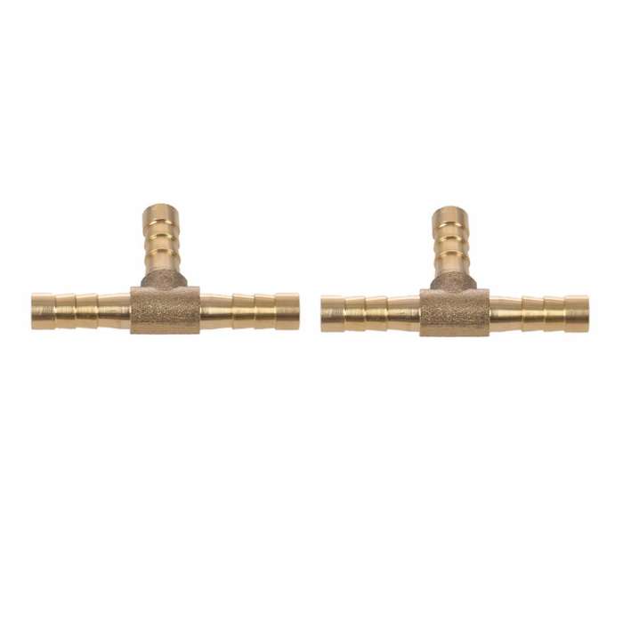 2pcs Air Fuel Water 3-way Brass Tee T Fitting Hose Barb Connector
