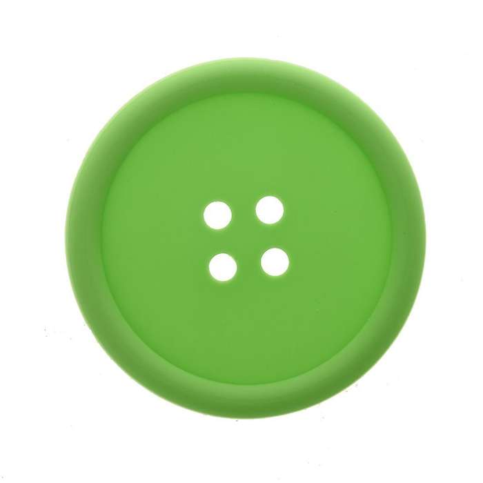 Big Button Silicone Coaster Fun Novelty Design Kitsch Retro Drinks Placemat - Green