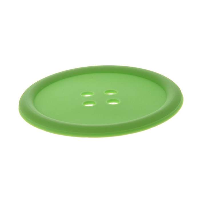 Big Button Silicone Coaster Fun Novelty Design Kitsch Retro Drinks Placemat - Green