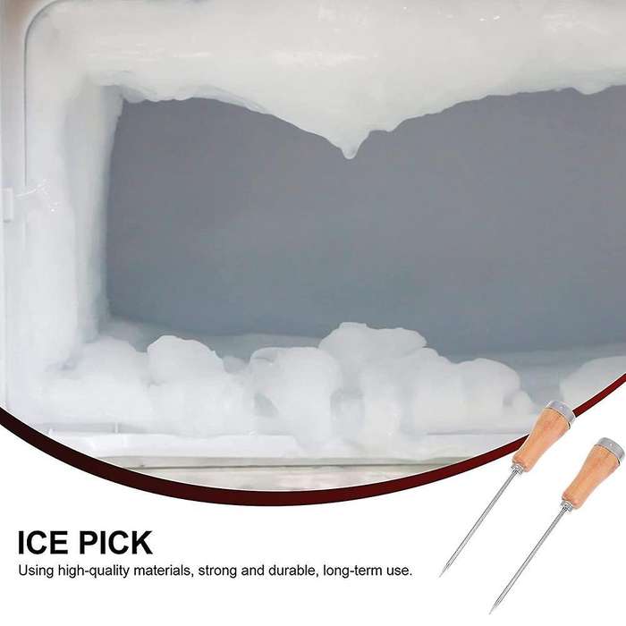 2pcs Ice Picker with Wooden Handle Stainless Steel Tools for Kitchen
