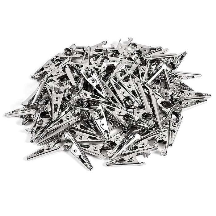 100pcs 1.06in / 27mm Mini Metal Alligator Clips, Crocodile Clamps