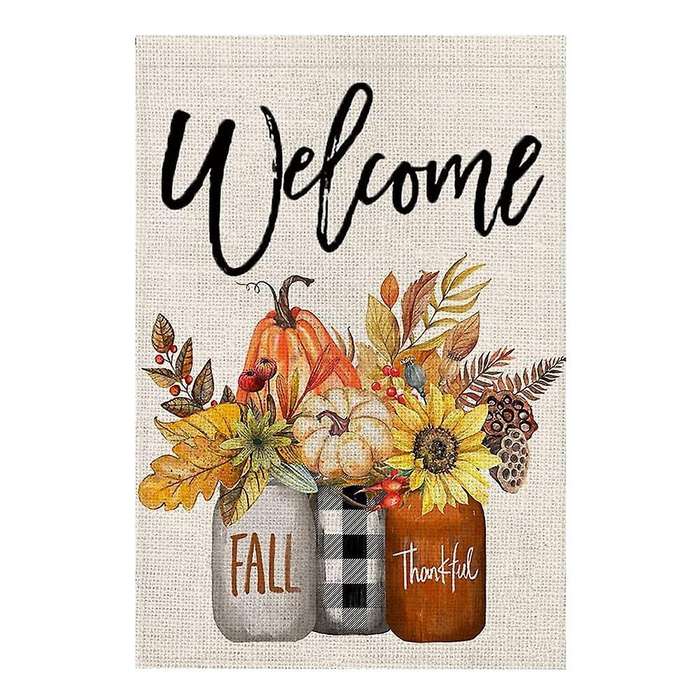 Fall Welcome Garden Flag Floral Thankful 12x18 Inch