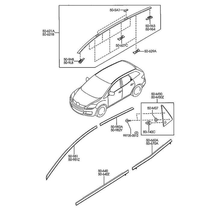 4pcs Roof Cap Drip Moulding Trim for Mazda 2 De 2007-2014