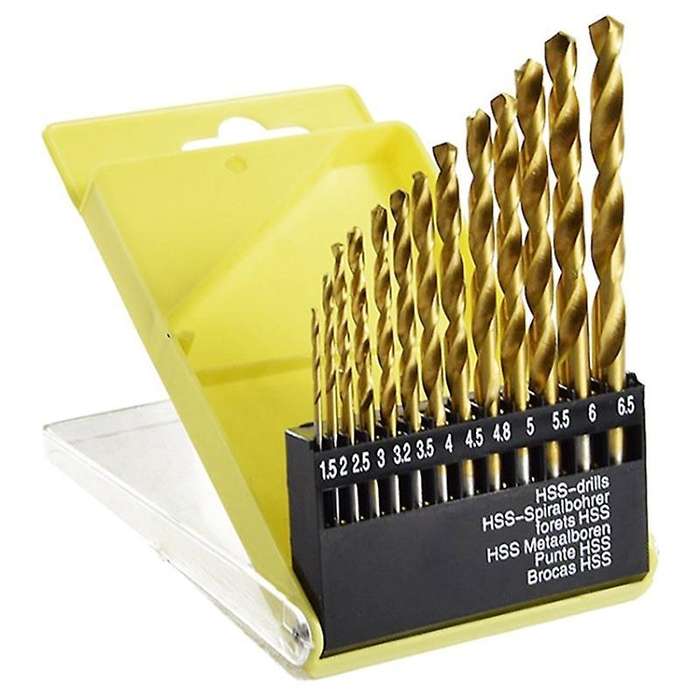 13pc 1.5-6.5mm Round Shank Twist Drill Bit Set