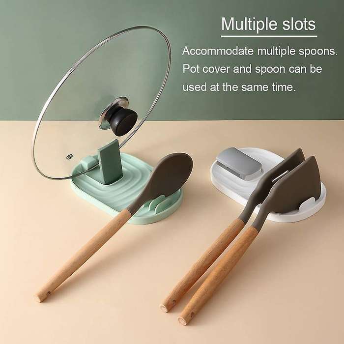 2pcs Foldable Lid and Spoon Rest with Drip Pad,spoon Holder (white)