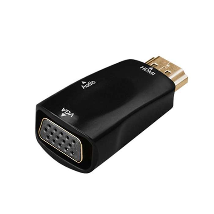1080p Hdmi Male to Vga Female Adapter 3.5mm Audio Output Cable Black