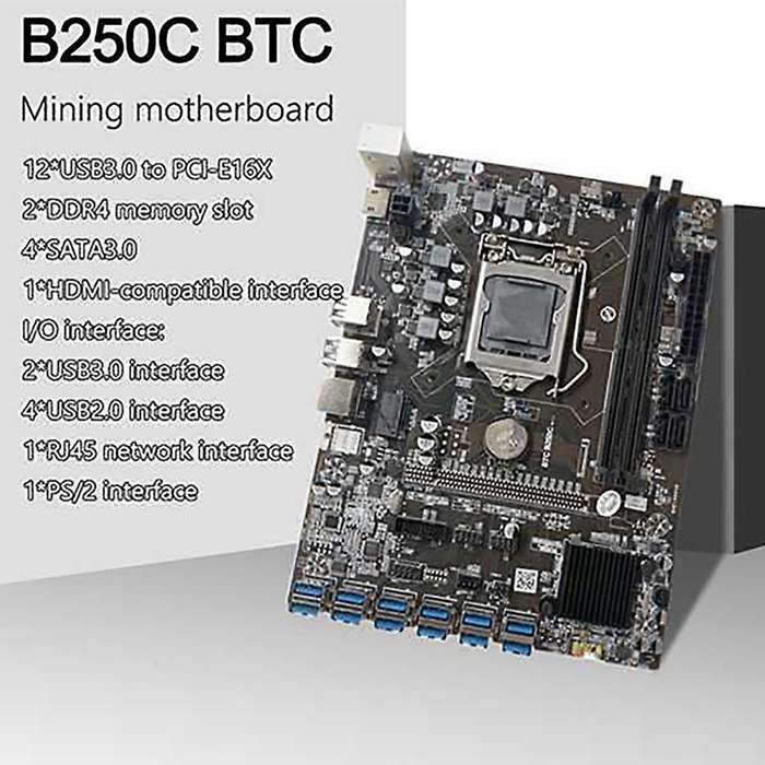 Motherboard with Cpu Thermal Grease 12 Usb to Pci-e Graphics Card