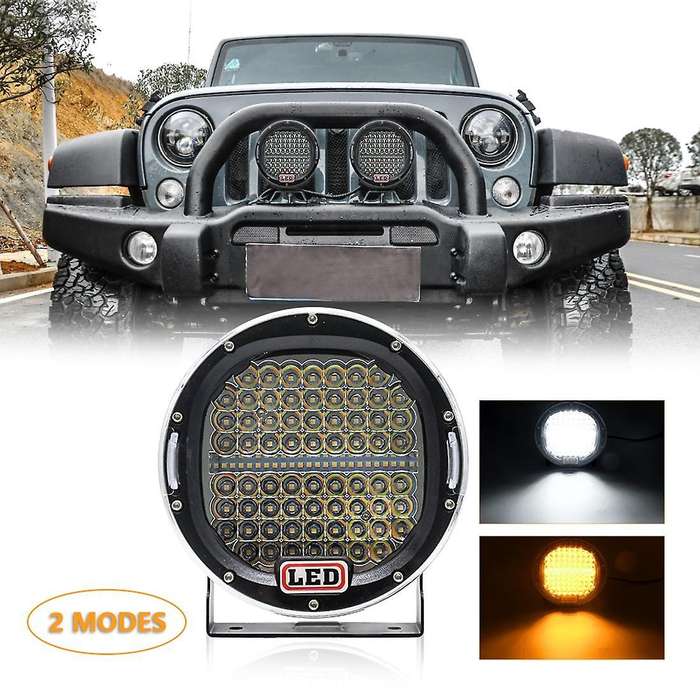 7 Inch 300w Offroad Led Work Light Bar White+amber, Round Spotlight
