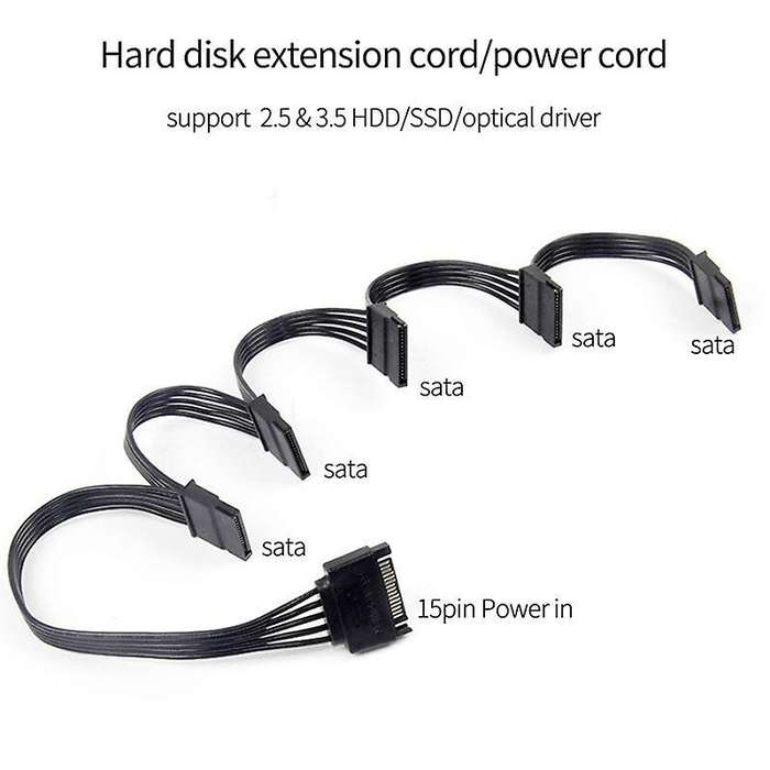 4pin Ide 1 to 5 Sata 15pin Hard Drive Cable for Diy Pc Sever 18awg