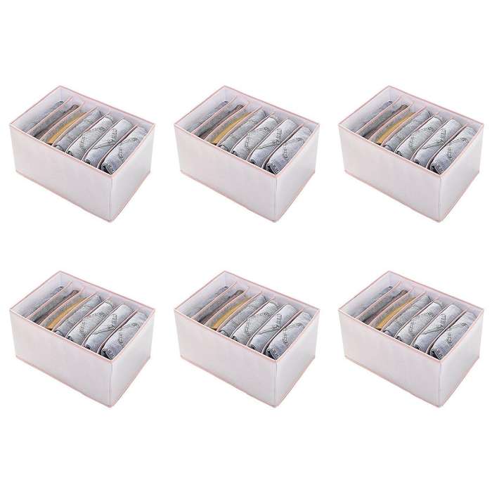 Pp Wardrobe Clothes Organizer Jeans Compartment Storage Box, Pink, L