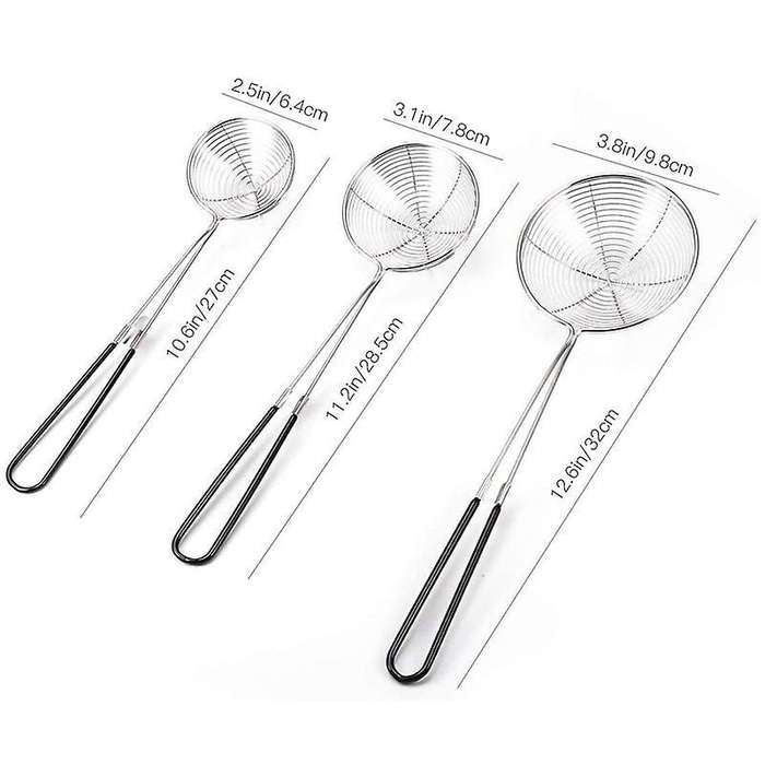 3-piece Set Of Round Hot Pot Spider Skimming Spoon Set, Mesh Spoon