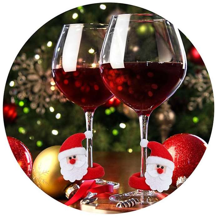 Christmas Santa Claus Snowman Elk Wine Glass Rings Xmas Decorations