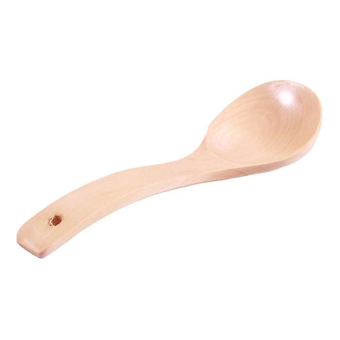 Household Kitchen Wood Round Head Rice Scoop Soup Ladle Spoon 7.5" Long