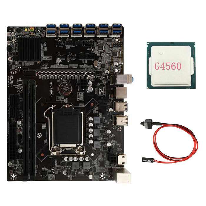B250c Btc Mining Motherboard with G4560 Cpu+switch Cable Lga1151