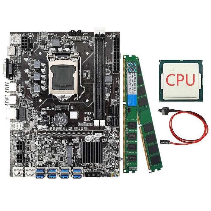 B75 Eth Mining Motherboard+cpu+switch Cable Ram Support Ddr3 B75 Usb