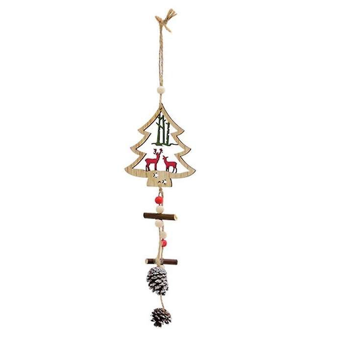 Christmas Ornament Wooden Hanging Pendants Xmas Tree Elk Christmas A