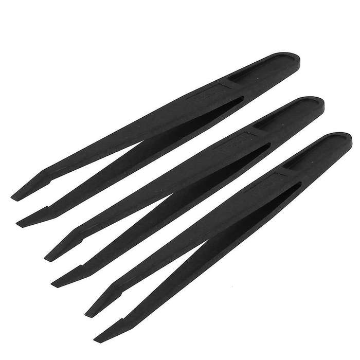 Silver Tone 5 Inch Length Metal Bent Tip Tweezers 4 Pcs