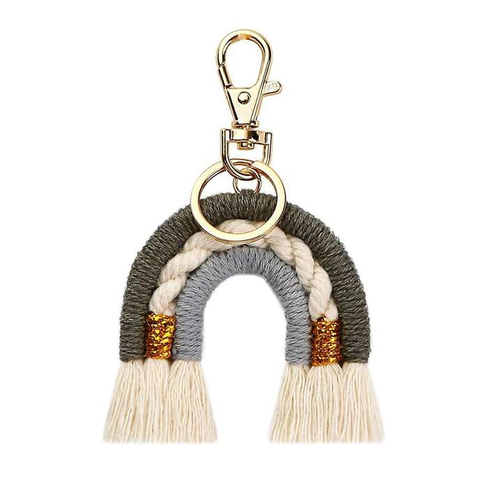 Macrame Rainbow Keychain, Handwoven Keyring, Boho Colourful, C