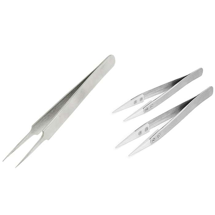2 Pack Ceramic Tweezers Non-conductive Anti-static