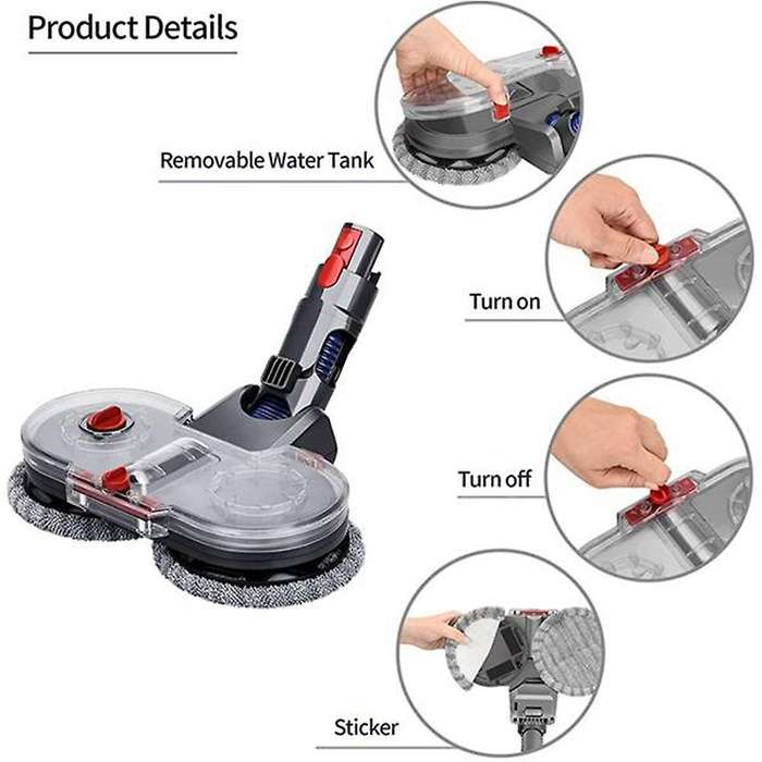 Electric Wet Dry Mopping Head for Dyson V7 V8 V10 V11 Head Mop Pads