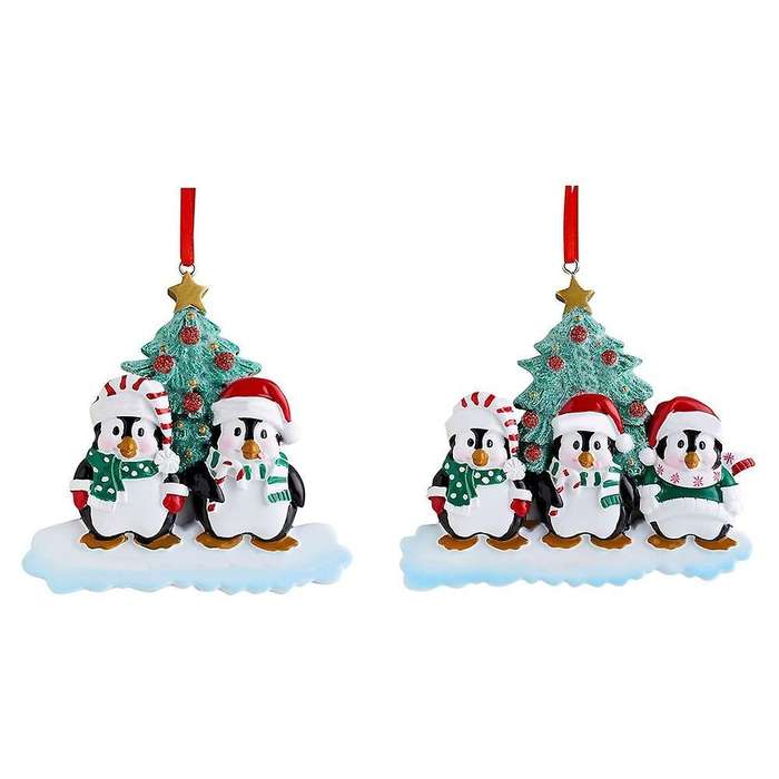 Personalized Penguin Family Christmas Tree Ornament (family Of 6)