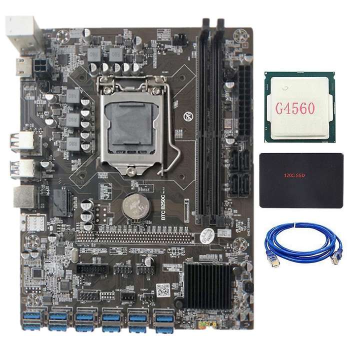 B250c Mining Motherboard with G4560 Cpu+sata Ssd 120g for Btc