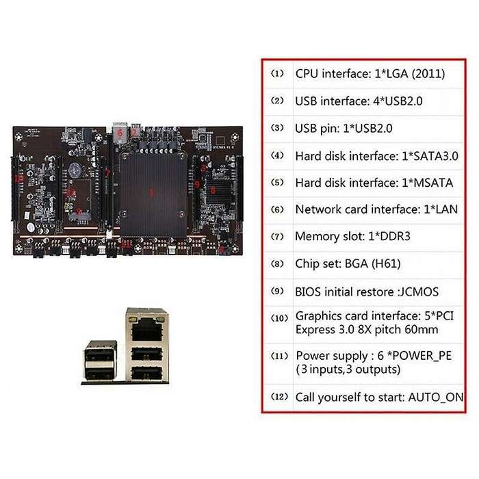 H61 X79 Btc Mining Motherboard with E5 2609 V2 Cpu+recc 4g Ddr3