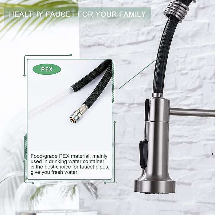 Kitchen Faucets, Brushed Nickel Stainless Steel Pull Down Sprayer