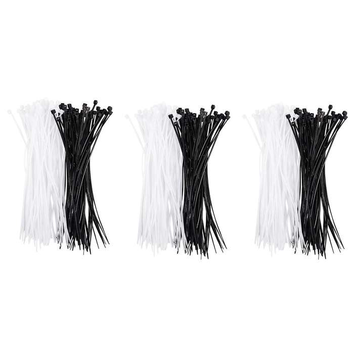3 X 150mm Auto Wire Push Cable Zip Tie Organizer White Black 300 Pcs