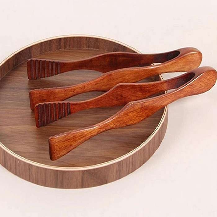 Cooking Kitchen Tongs Food Bbq Tool Cake Wooden Clip Home 2pcs
