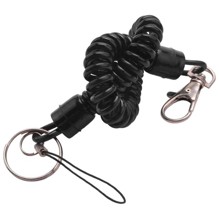 Lobster Clasp Black Spring Stretchy Coil Cord Strap Keychain Rope