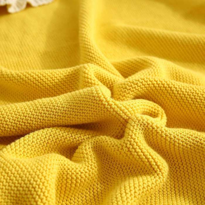 Ruffled Soft Woolen Blanket, Cotton Knitted Blanket, Sofa,(yellow)