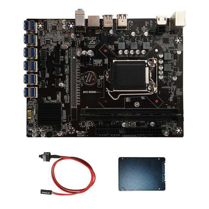 B250c Mining Motherboard with 128g Ssd+switch Computer Motherboard