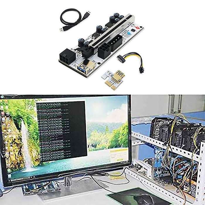 10pcs Ver 010-x Pcie Riser 1x to 16x Graphic Extension with Flash Led