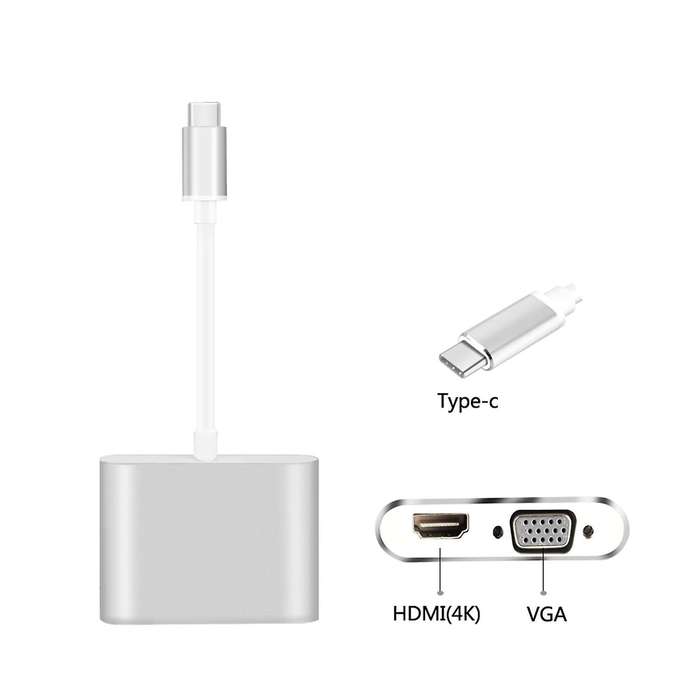 Video Cable Type-c Adapter Dock Hub Usb-c to Hdmi 4k Vga Hd Converter