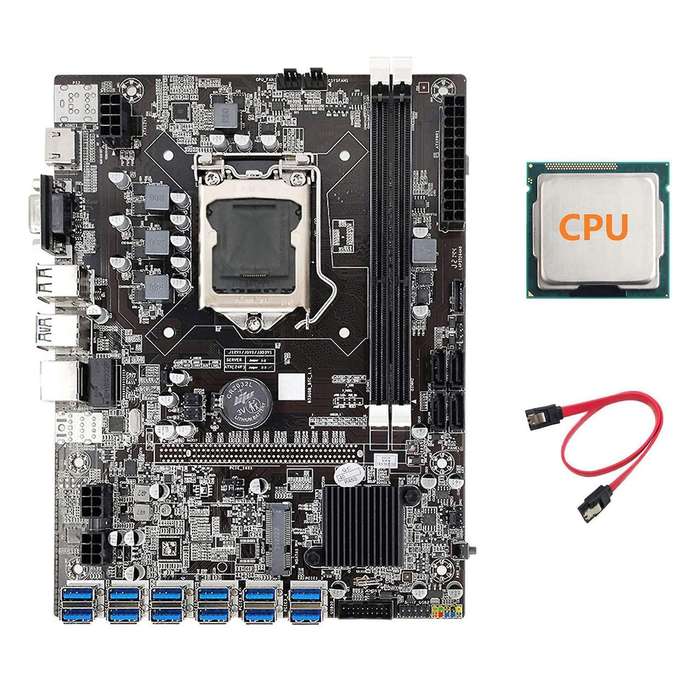 B75 Eth Mining Motherboard with Cpu+sata Cable Usb Miner Motherboard