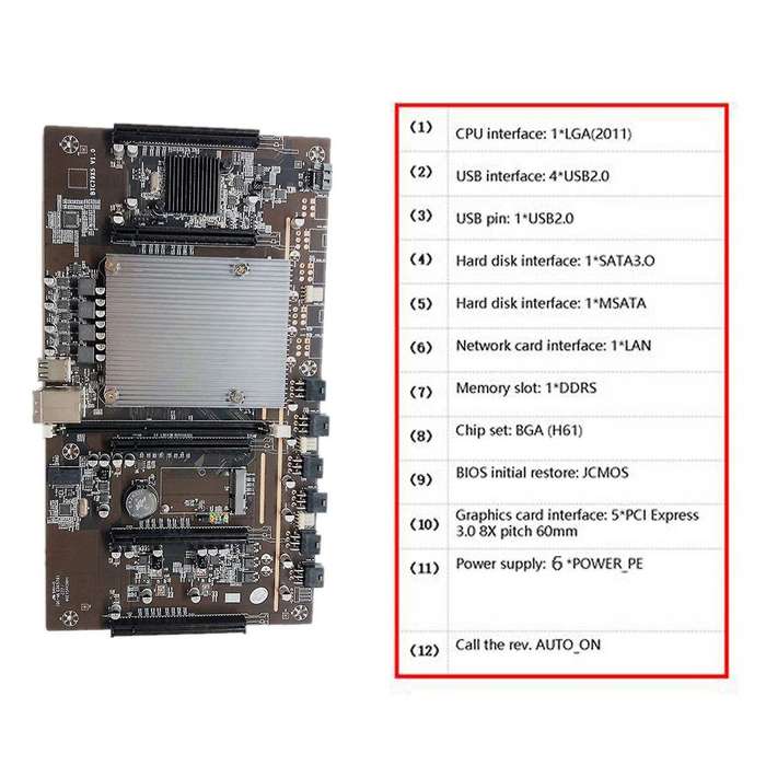 Btc Mining Motherboard Btc79x5 V1.0 Lga 2011 Ddr3 Supports 32g 60mm