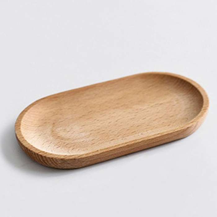 Mini Serving Tray for Jewellery Key Coin Set Of 2, Wood Dessert Tray