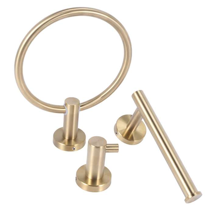 Bathroom Hardware 6-piece Towel Ring Robe Hook Hanger Stainless Steel