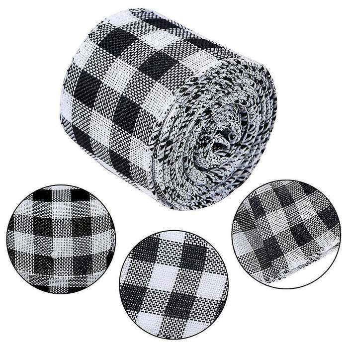2 Rolls Christmas Ribbon, Christmas Burlap Ribbon Black and White
