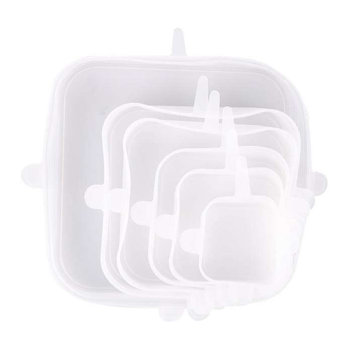 6pcs Reusable Silicone Lids,square Covers for Food Bowl Wraps, Safe