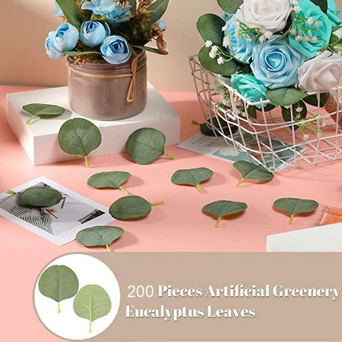 200 Pieces Fake Greenery Eucalyptus Silk Eucalyptus Plant for Diy