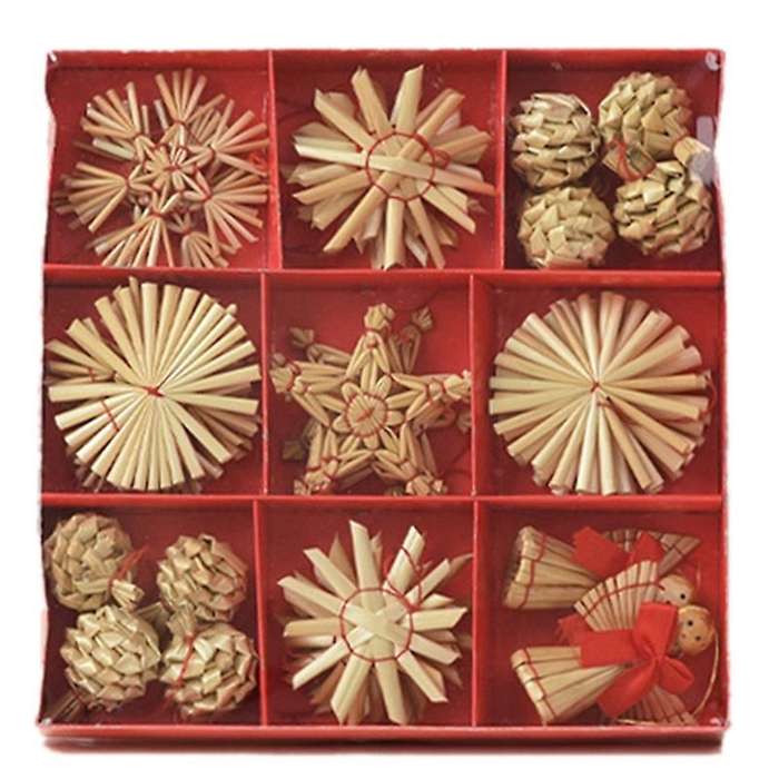 1set Christmas Straw Pendant Christmas Tree Ornaments B