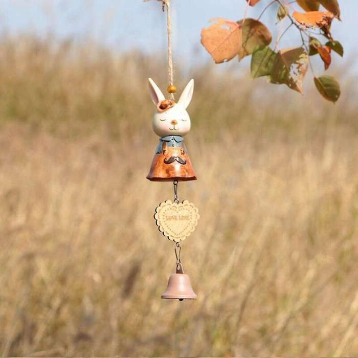 Easter Bunny Wind Chimes Rabbit Resin Crafts Ornaments Wind Chimes(a)