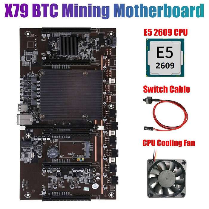 Btcx79 H61 Mining Motherboard with E5 2609 Cpu+fan+switch Cable Ddr3