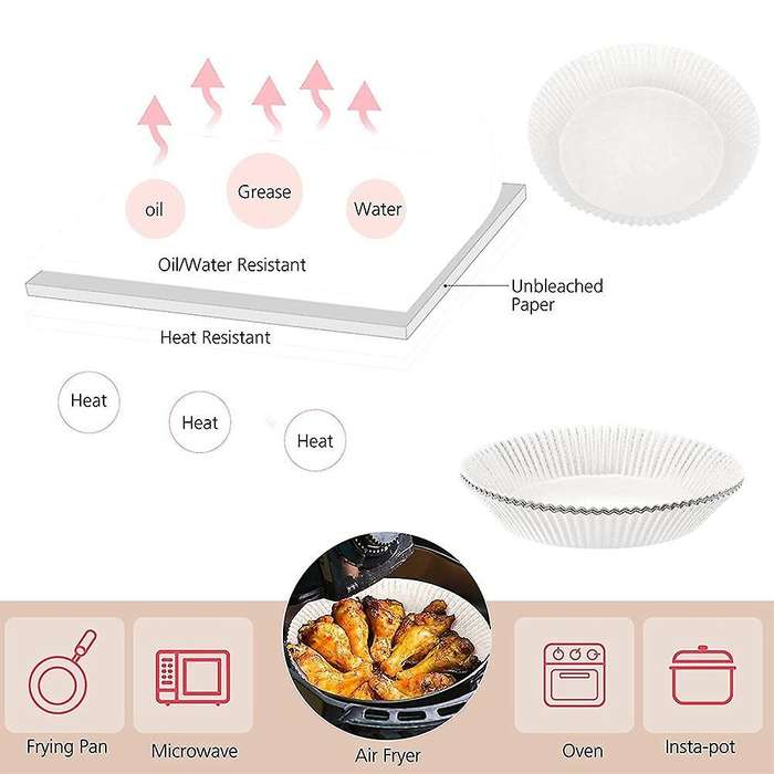 30pcs Air Fryer Parchment Paper Liners Non-stick Baking Mat for Home