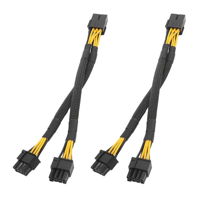 1pcs Female to Dual 2x 8 Pin (6+2) Male Pci Express Power Adapter